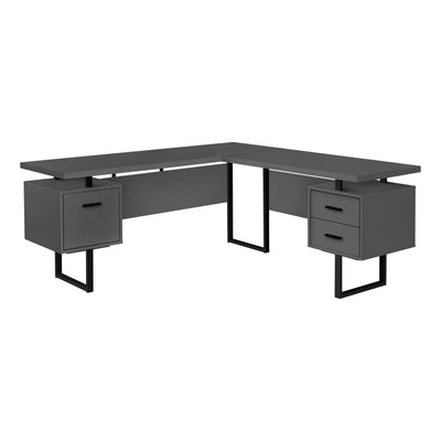 71" Modern Gray L-Shaped Floating Desk