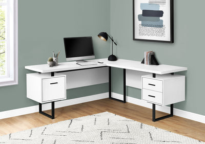 71" White & Black L-Shaped Floating Desk