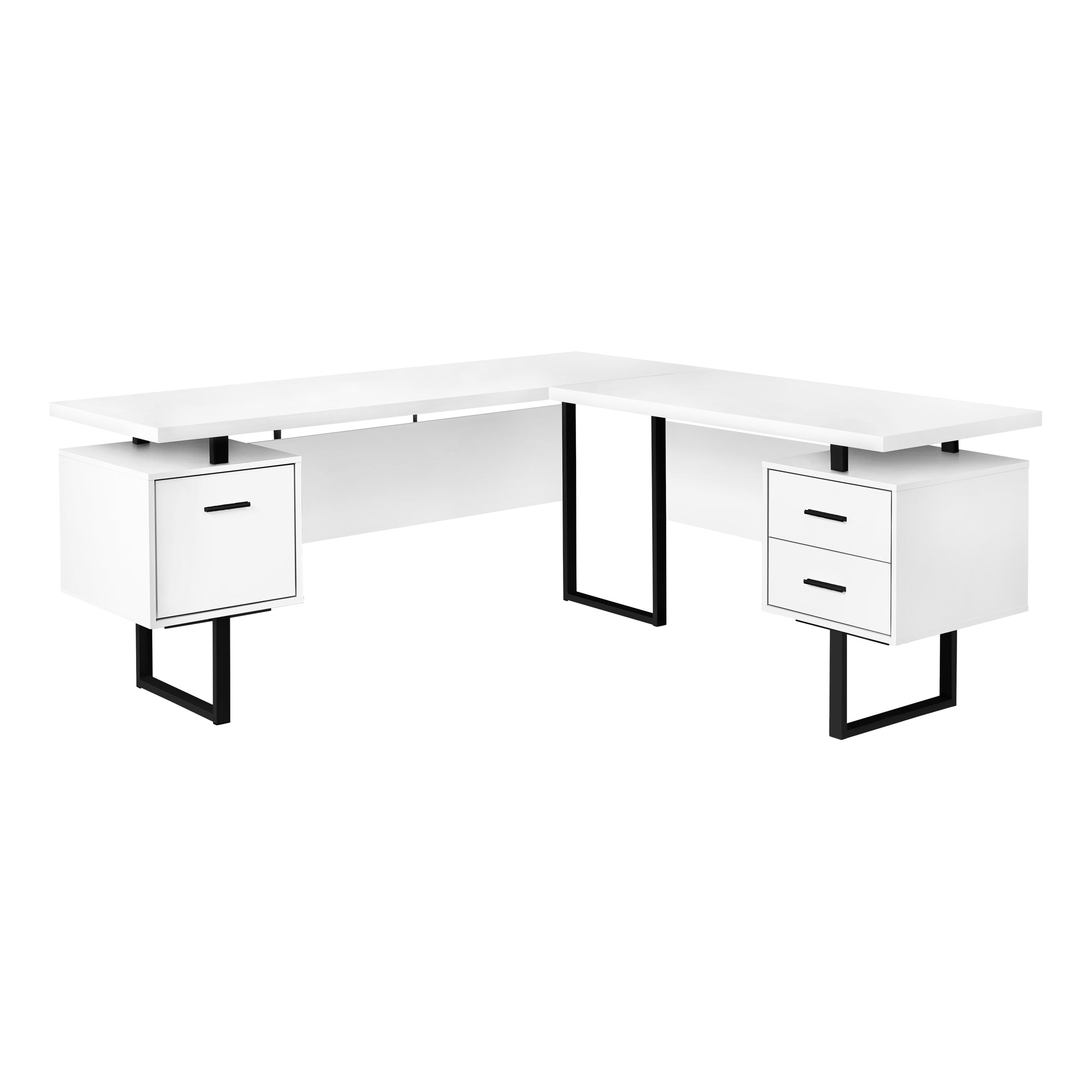 71" White & Black L-Shaped Floating Desk