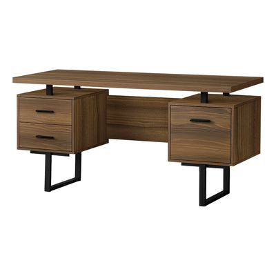 60" Walnut Floating Desk with 3 Drawers
