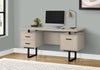 60" Modern Taupe Floating Desk with 3 Drawers