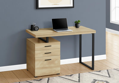 48" Reversible Desk with File Cabinet in Natural Wood