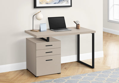 48" Reversible Desk with File Cabinet in Modern Taupe