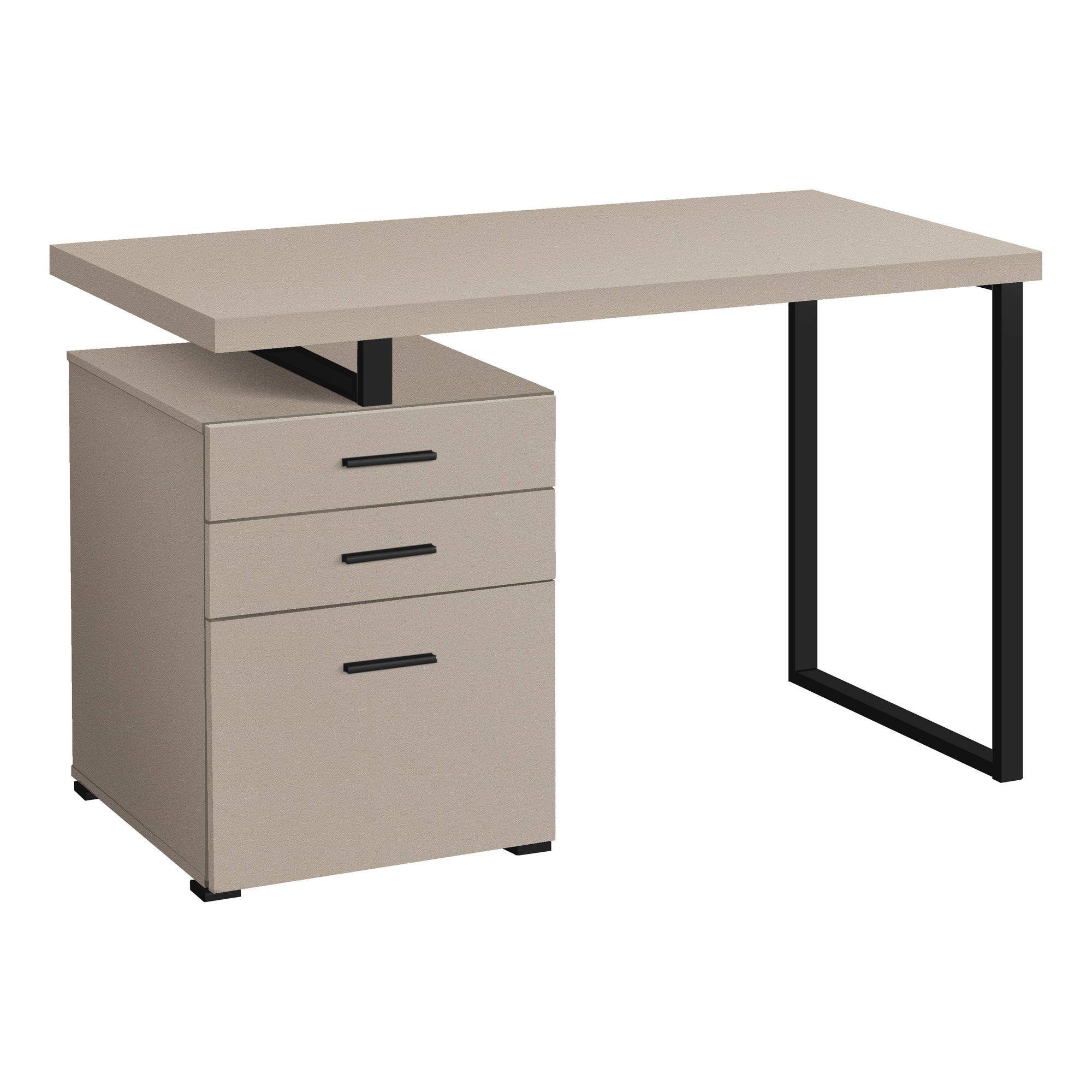 48" Reversible Desk with File Cabinet in Modern Taupe