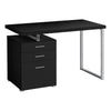 48" Reversible Desk with File Cabinet in Black & Silver