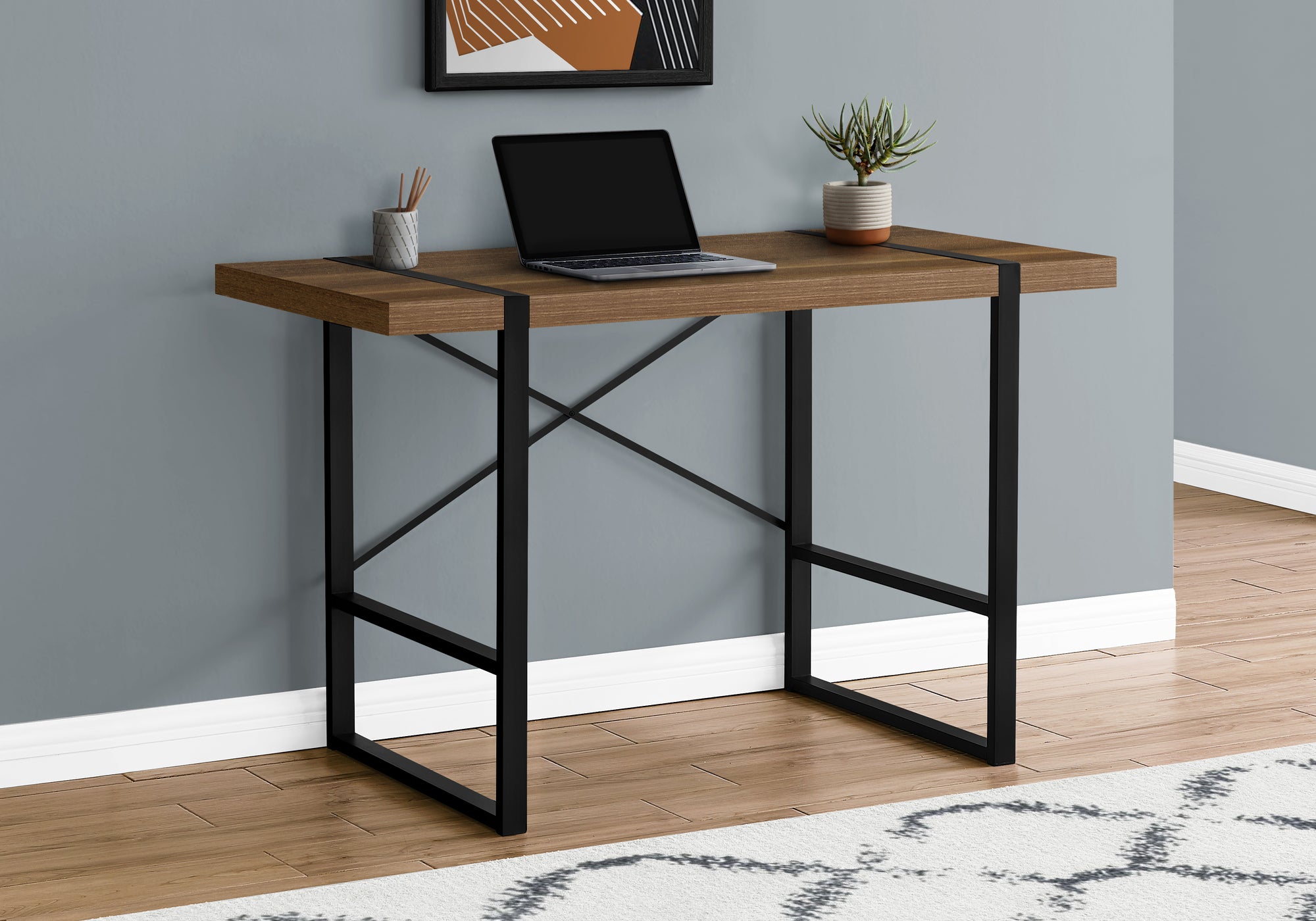 48" Simple X-Back Wagon Desk in Walnut