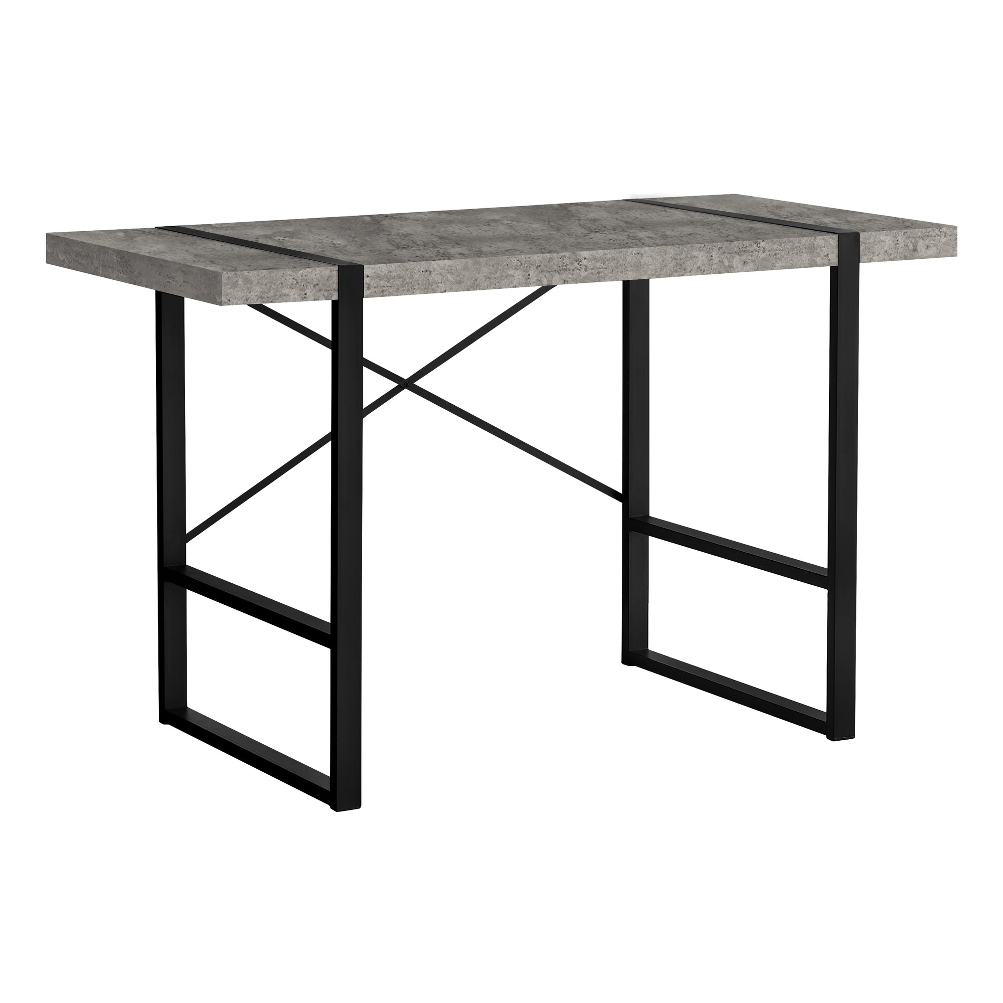 48" Simple X-Back Wagon Desk in Concrete & Black