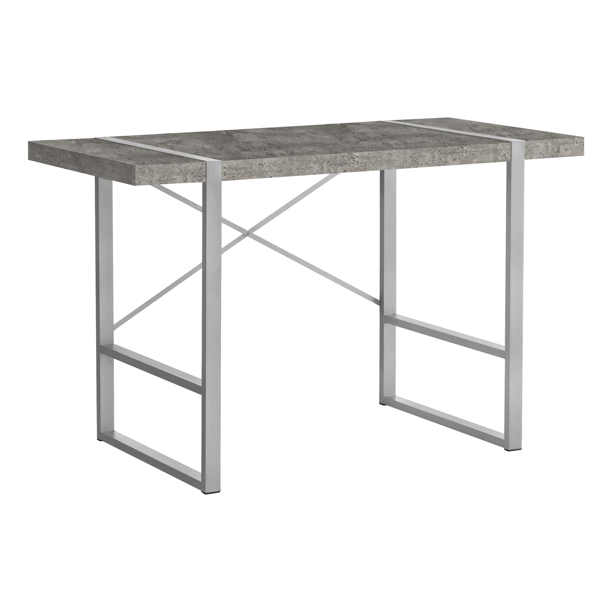 48" Simple X-Back Wagon Desk in Concrete & Silver