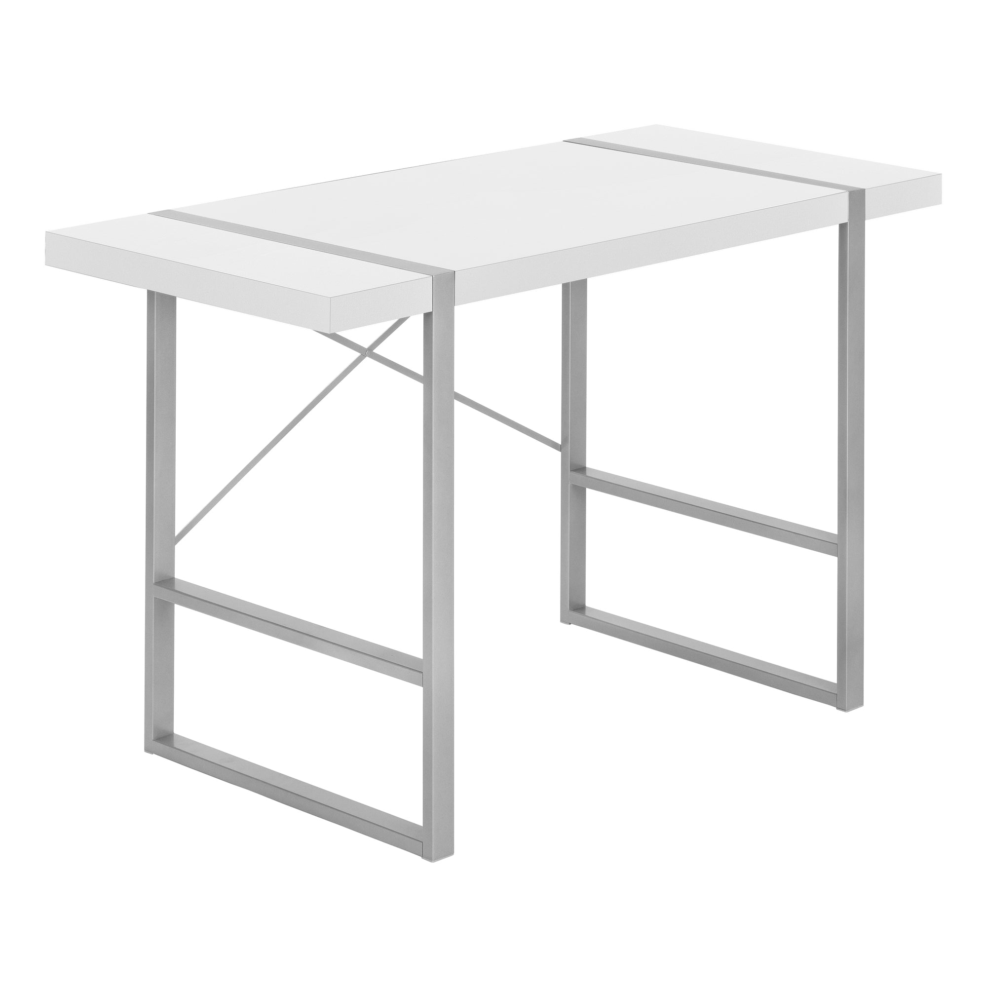 48" Simple X-Back Wagon Desk in White & Silver