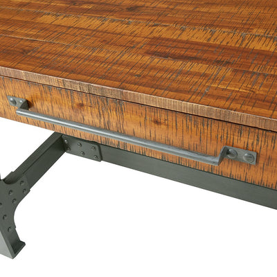 Acacia Veneer 54" Office Desk with Central Storage Drawer