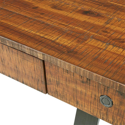 Acacia Veneer 54" Office Desk with Central Storage Drawer