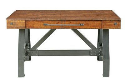 Acacia Veneer 54" Office Desk with Central Storage Drawer