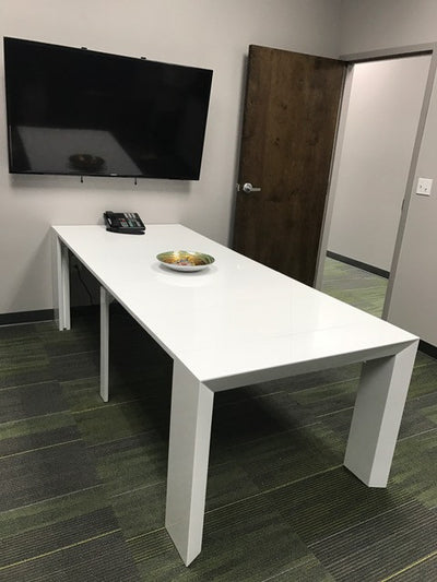 95" Modern White Lacquer Extending Conference Table or Desk (16" - 95" W)