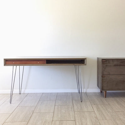 52" Oxidized Hard Maple Hand-Made Solid Wood Desk with Optional Matching File
