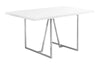 60" Modern White & Chrome Office Desk with Geometric Base