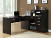 Sleek Cappuccino Finished L-shaped Corner Office Desk with Storage