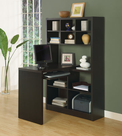 Modern Office Desk & Bookcase Combination in Cappuccino Finish