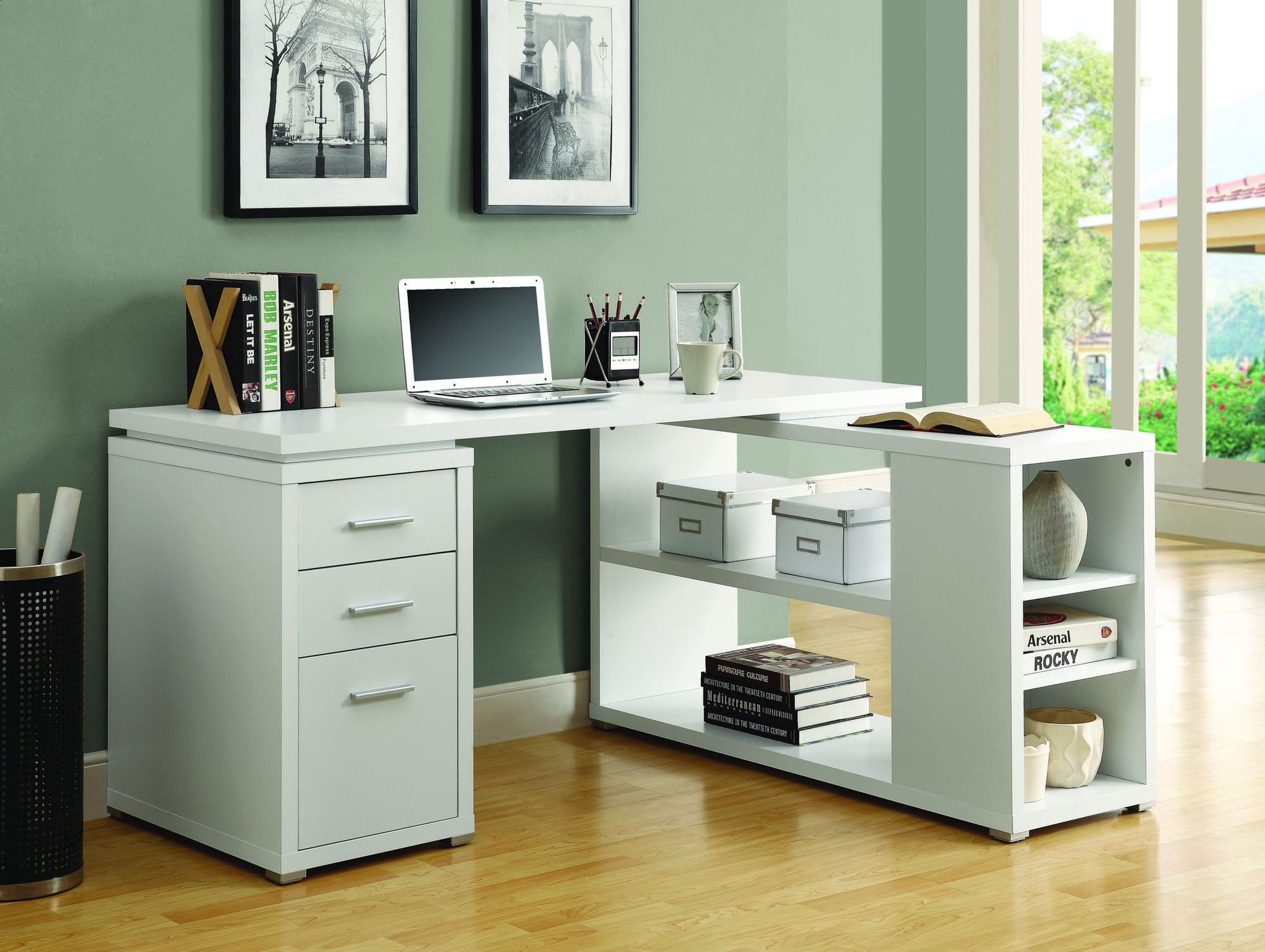 Executive Conference Desk Corner Drawers Modern Writing Office