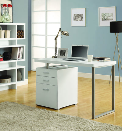 Compact 48" Modern Single Pedestal Desk in White Finish