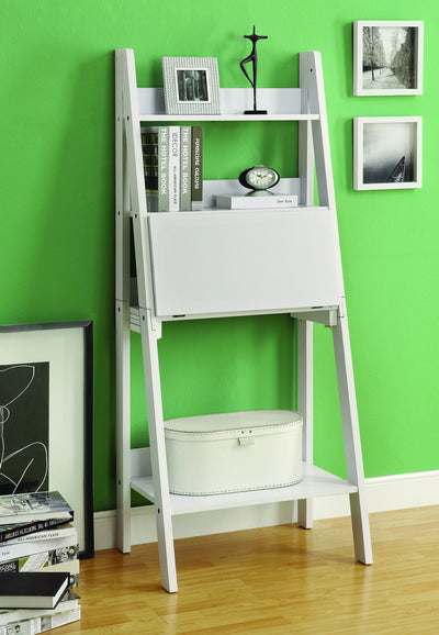Contemporary Super Compact White "Ladder" Desk with Shelving