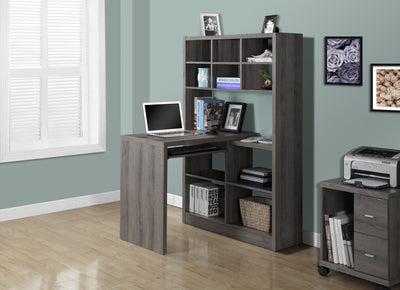 Modern Dark Taupe Desk & Bookcase Combination