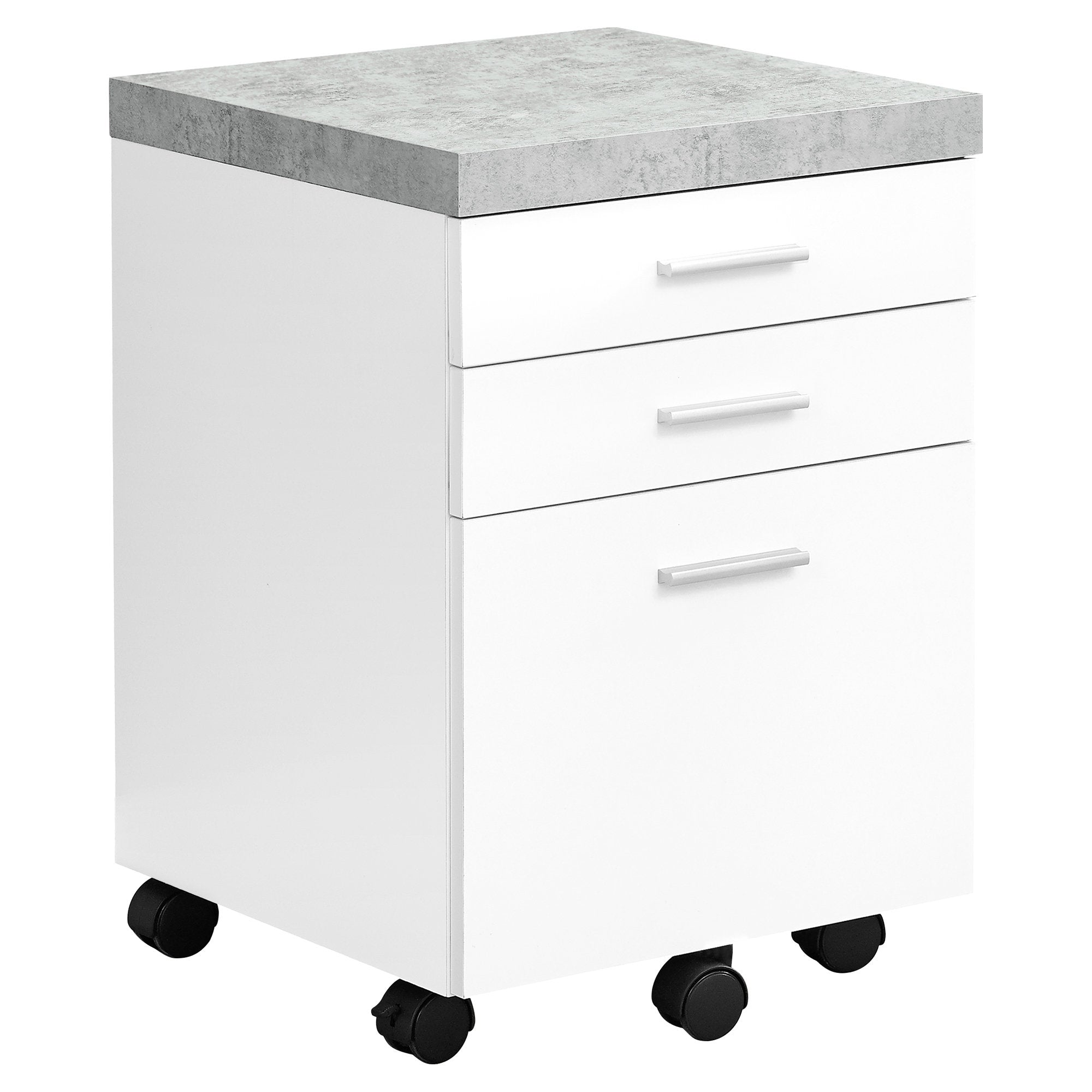 Modern White Filing Cabinet w/ Cement Look