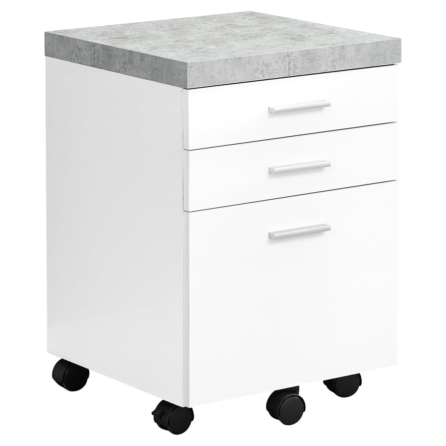 Modern White Filing Cabinet w/ Cement Look