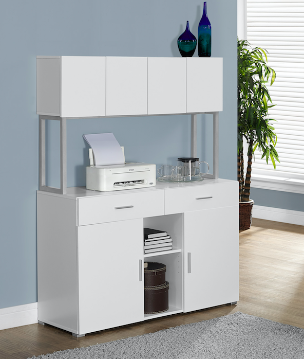 48-Inch White Computer Desk with Hutch