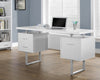Modern 60" Desk with Floating Top & File Drawer in White