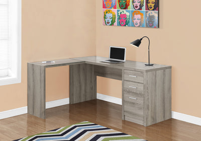 Modern 60" L-Shaped Dark Taupe Office Desk