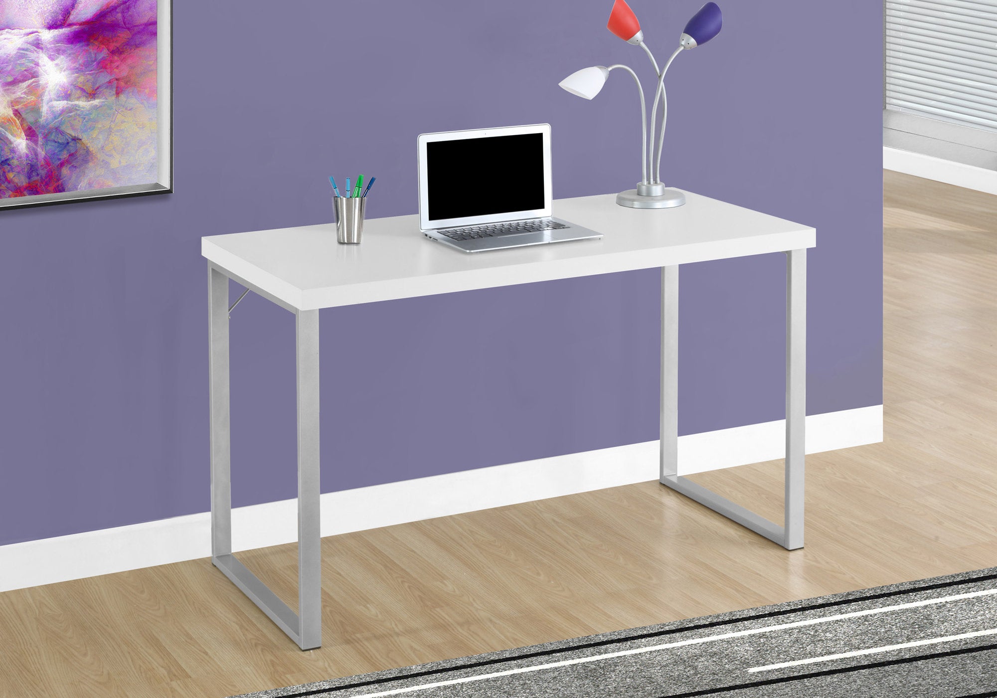 White desk with silver legs deals