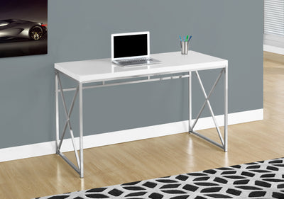 48" White Office Desk with Sleek Chrome Frame