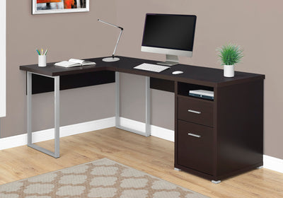 Versatile Cappuccino 79" Corner Office Desk w/ Drawers