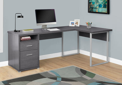 Versatile Gray 79" Corner Office Desk w/ Drawers