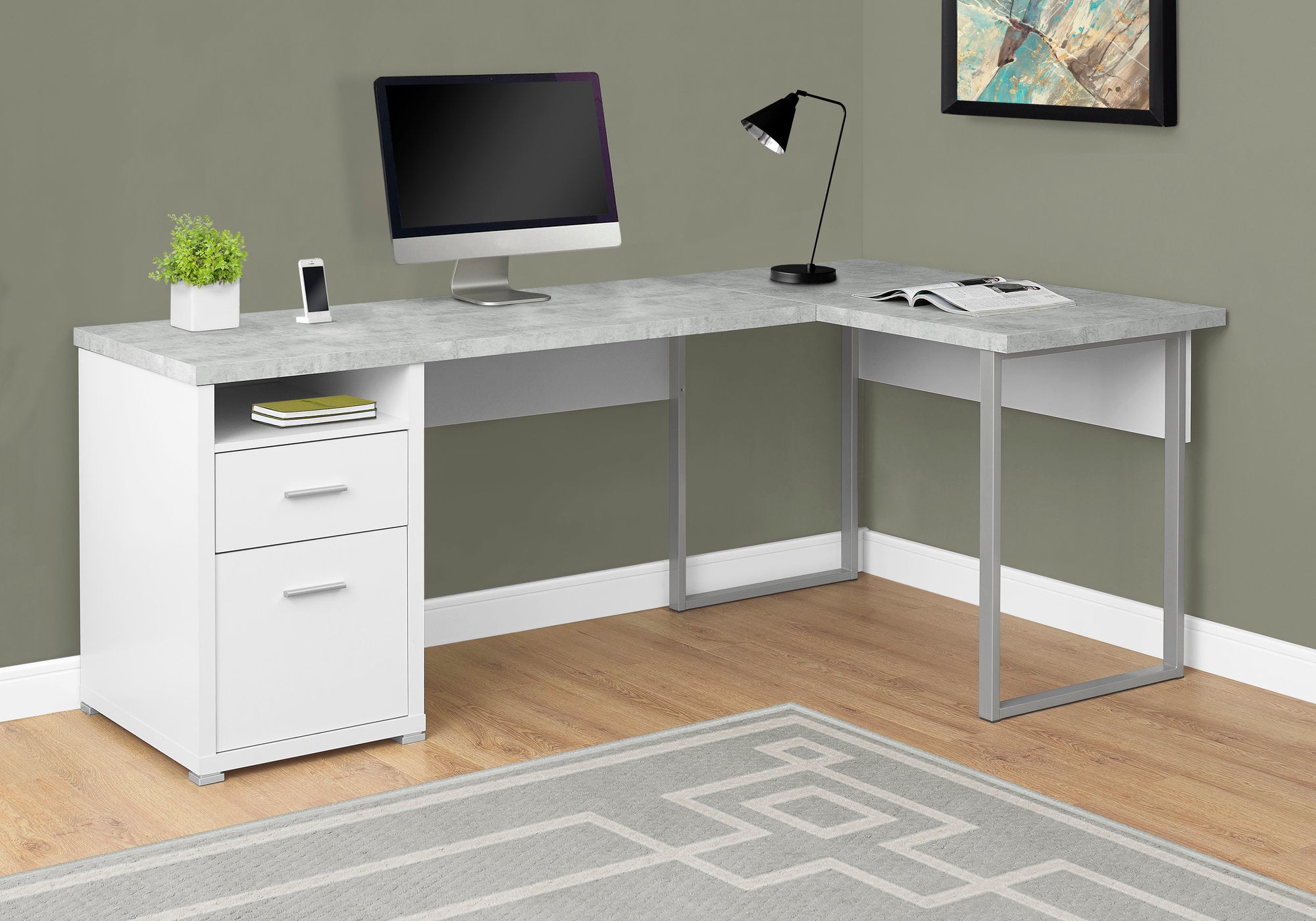 Boss Simple System Double L shaped Pedestal Office Desk