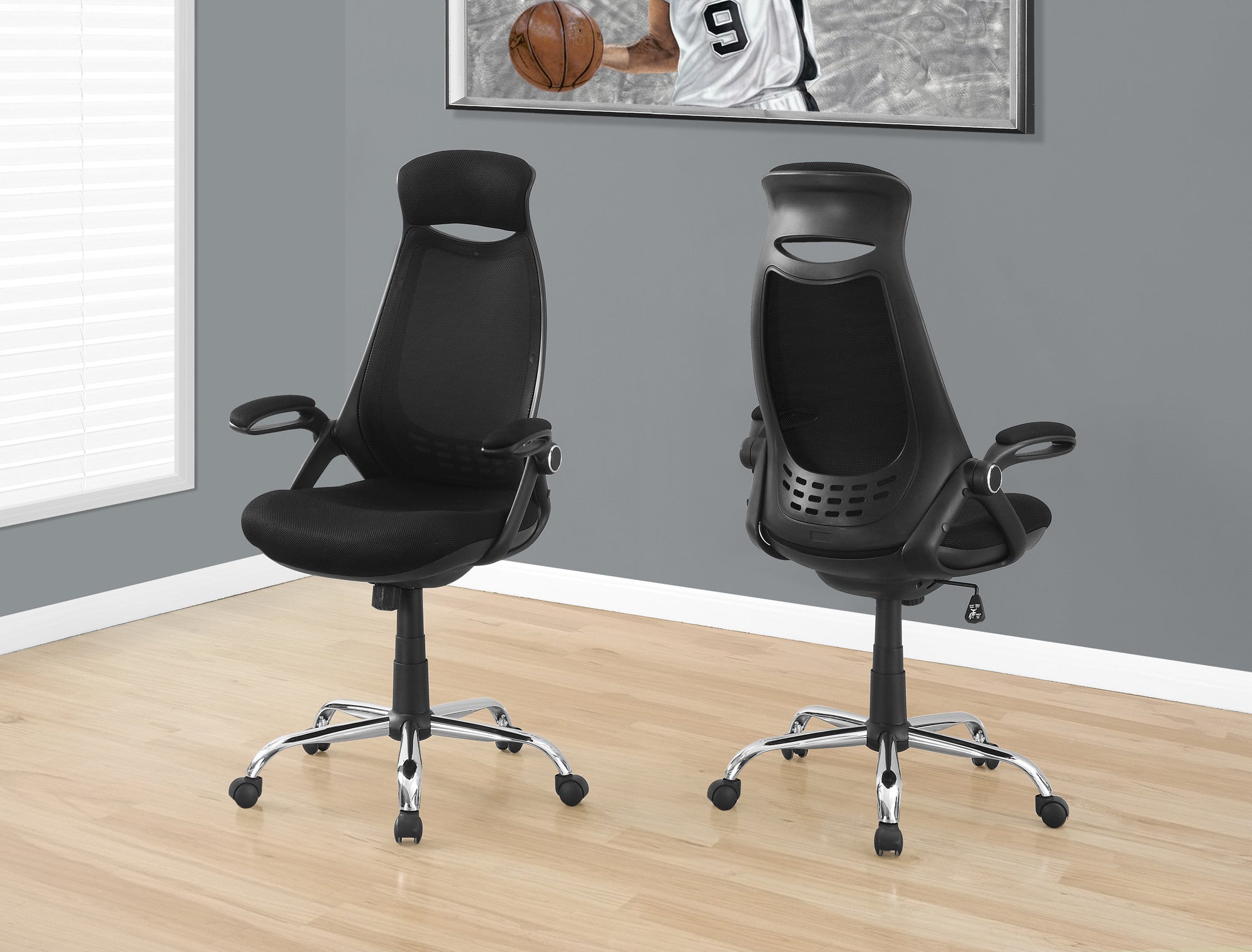 Comfortable & Ergonomic Black Mesh Office Chair with Headrest