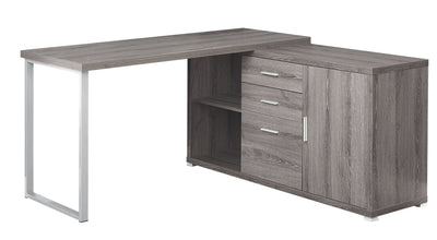 Classic Taupe Corner Office Desk w/ Silver Accents