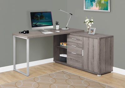 Classic Taupe Corner Office Desk w/ Silver Accents
