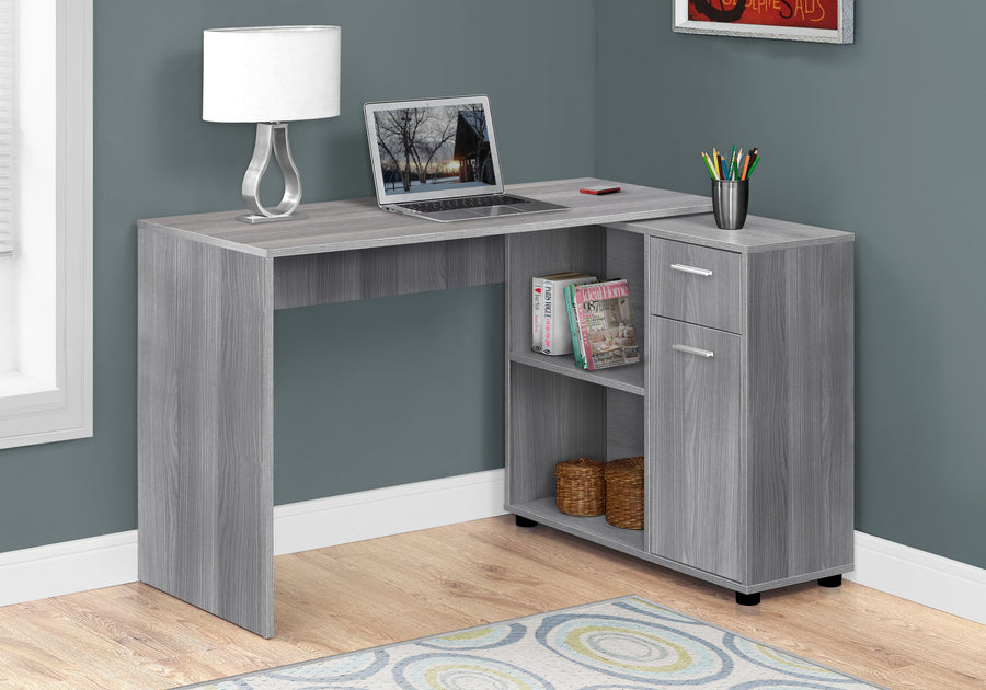 46" Gray Compact L-Shaped Office Desk