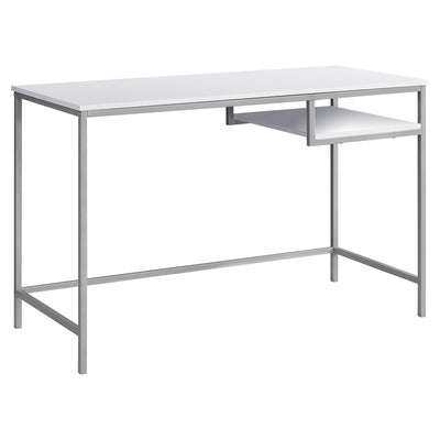 48" White & Silver Stunning Computer Desk