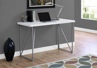 Rectangular White Computer Desk w/ Silver Base