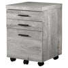 Trendy 3-Drawer Filing Cabinet in Gray Woodgrain Finish