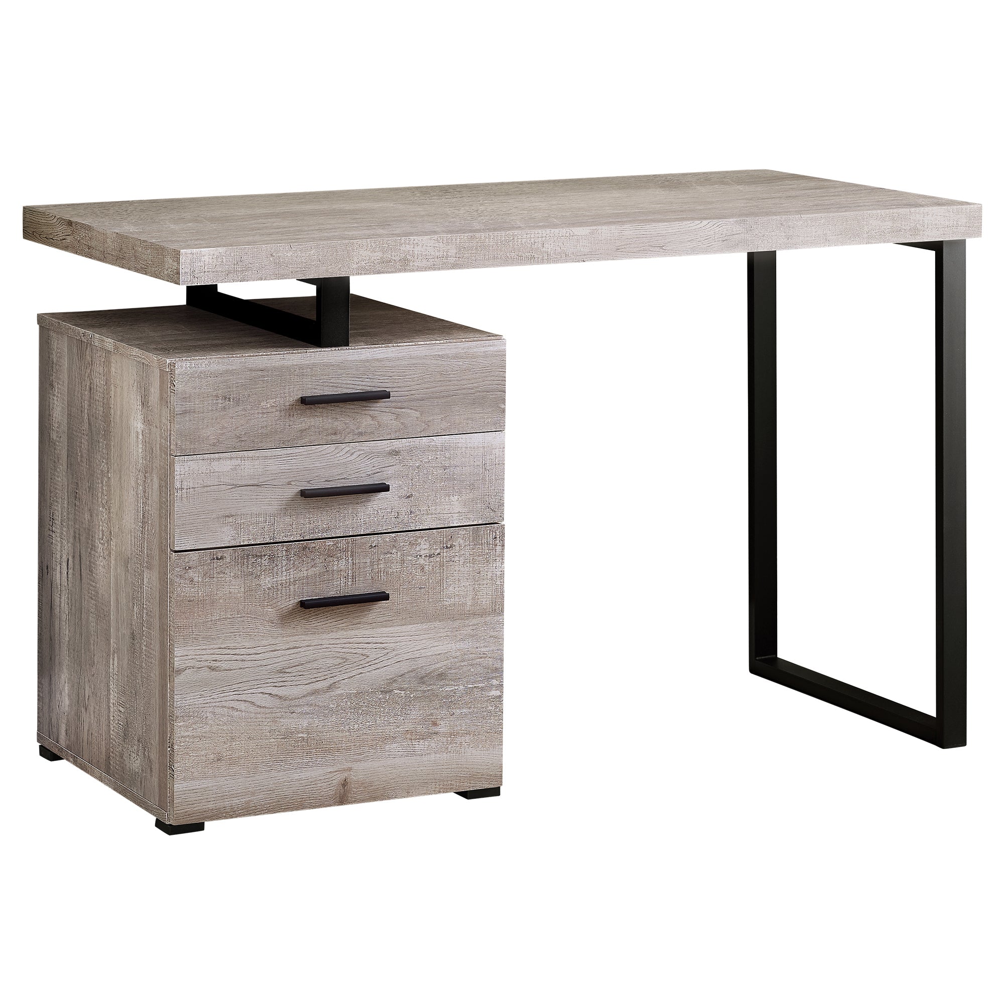 48" Taupe Woodgrain & Black Metal Compact Computer Desk