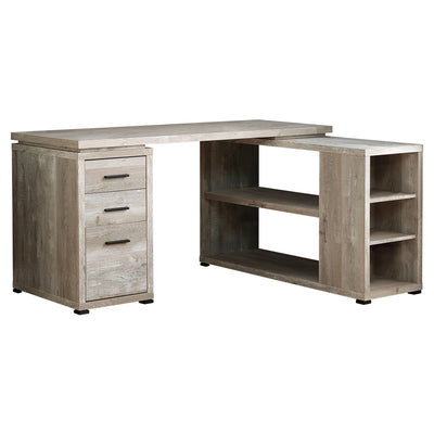 Soft Taupe Woodgrain L-Shaped 60" Computer Desk