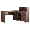 63" Brown Woodgrain L-Shaped Office Desk & Storage Area in One