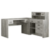 63" Gray Woodgrain L-Shaped Office Desk & Storage Area in One