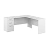 65" Brilliant White L-Shaped Desk with Drawers