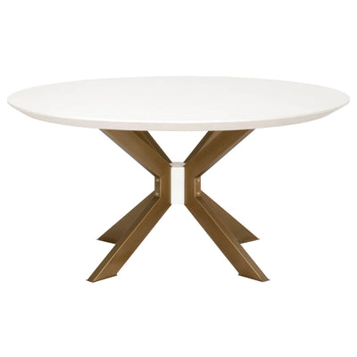 60" Ivory Concrete & Brass Circular Meeting Table