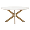 60" Ivory Concrete & Brass Circular Meeting Table