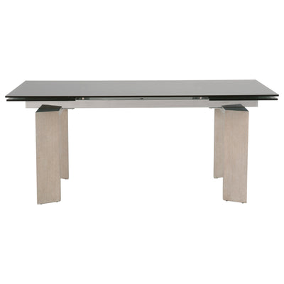 71" - 107" Smoked Gray Glass Conference Table with Natural Gray Ash Legs